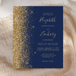 Budget Navy Blue Gold Glitzer Einladung Hochzeit