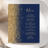 Budget Navy Blue Gold Glitzer Hochzeitmenü