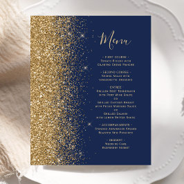 Budget Navy Blue Gold Glitzer Hochzeitmenü