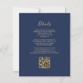 Budget Navy Blue Gold Glitzer QR Code Hochzeit (Rückseite)