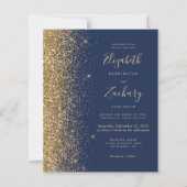 Budget Navy Blue Gold Glitzer QR Code Hochzeit (Vorderseite)