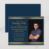 BUDGET Navy Blue Gold Graduation Party Foto (Vorne/Hinten)