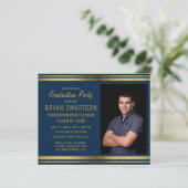 BUDGET Navy Blue Gold Graduation Party Foto (Stehend Vorderseite)