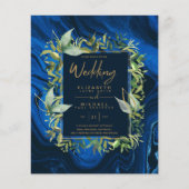 BUDGET Navy Blue Gold Greenerity Einladungen Hochz (Vorderseite)