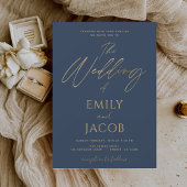 Budget Navy Blue Gold Hochzeit Moderne Typografie