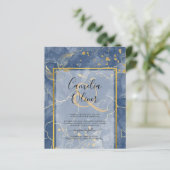 BUDGET Navy Blue Gold INK Abstrakte Hochzeit Einla (Stehend Vorderseite)
