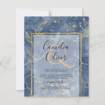 BUDGET Navy Blue Gold INK Abstrakte Hochzeit Einla