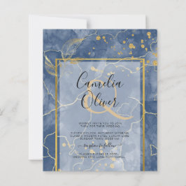 BUDGET Navy Blue Gold INK Abstrakte Hochzeit Einla