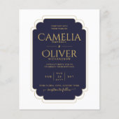 BUDGET Navy Blue Gold MONOCHROME Hochzeitspapier Flyer (Vorne)