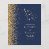 Budget Navy Blue Gold Save the Date Card (Vorderseite)