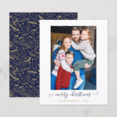 BUDGET Navy Blue Gold Script Frohe Weihnachten (Vorne/Hinten)