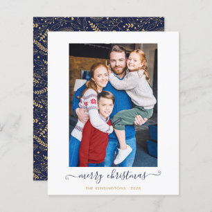 BUDGET Navy Blue Gold Script Frohe Weihnachten