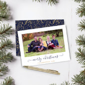 BUDGET Navy Blue Gold Script Weihnachts-Foto