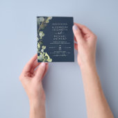 Budget Navy Blue Greenery Eucalyptus Wedding Flyer (Gruppe)