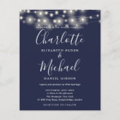 Budget Navy Blue Lights Foto Hochzeit Einladung (Vorderseite)