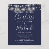 Budget Navy Blue Lights Foto Hochzeit Einladung (Vorderseite)