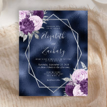 Budget Navy Blue Lilac Silver Floral Wedding