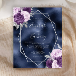 Budget Navy Blue Lilac Silver Floral Wedding