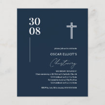 Budget Navy Blue Minimalistisch Boy Christening Ei