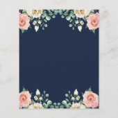 Budget Navy Blue Pink Floral Brautparty Flyer (Rückseite)