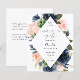 Budget Navy Blue & Pink Floral Graduation Party