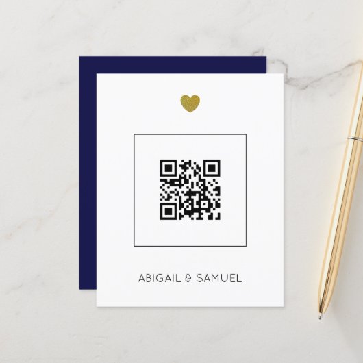 Budget Navy Blue QR Code Alles in einer Hochzeit (Vorderseite/Rückseite Beispiel)