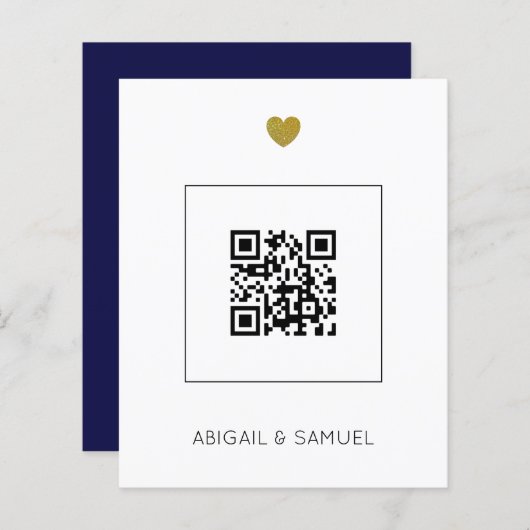 Budget Navy Blue QR Code Alles in einer Hochzeit (Vorne/Hinten)
