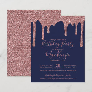 BUDGET Navy Blue Rose Gold Glitzer Tropfen Geburts