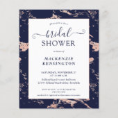 Budget Navy Blue Rose Gold Marmor Brautparty (Vorderseite)