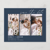 Budget Navy Blue Save the Date 3 Foto Einladungen Flyer (Vorne)
