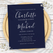 Budget Navy Blue Script Einladung
