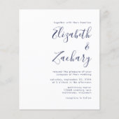 Budget Navy Blue Script QR Code Hochzeit Einladung (Vorderseite)