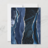 Budget Navy Blue Silver Agate Calligraphy Wedding (Rückseite)