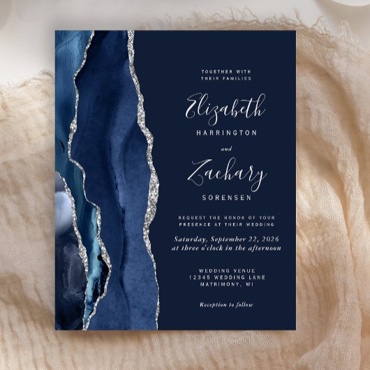 Budget Navy Blue Silver Agate Hochzeit
