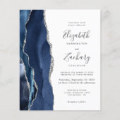 Budget Navy Blue Silver Agate QR Code Hochzeit (Vorderseite)