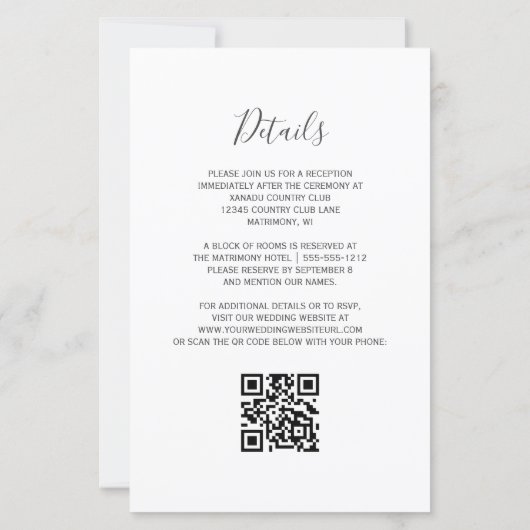 Budget Navy Blue Silver Agate QR Code Hochzeit (Rückseite)