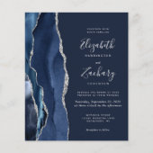 Budget Navy Blue Silver Agate QR Code Hochzeit (Vorderseite)
