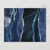 Budget Navy Blue Silver Agate Save the Date (Rückseite)