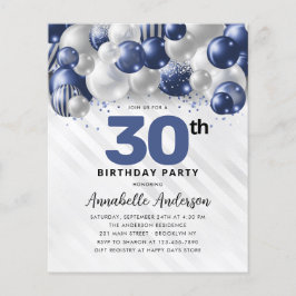 Budget Navy Blue Silver Ballon Glitzer Geburtstag