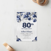 Budget Navy Blue Silver Glitzer Balloon Geburtstag Mitteilungskarte (Vorderseite/Rückseite Beispiel)