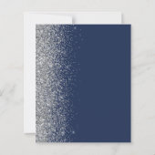 Budget Navy Blue Silver Glitzer Einladung Hochzeit (Rückseite)