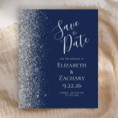 Budget Navy Blue Silver Glitzer Save the Date