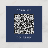 Budget Navy Blue Silver Wedding QR Code UAWG Begleitkarte (Rückseite)