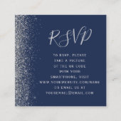 Budget Navy Blue Silver Wedding QR Code UAWG Begleitkarte (Vorderseite)