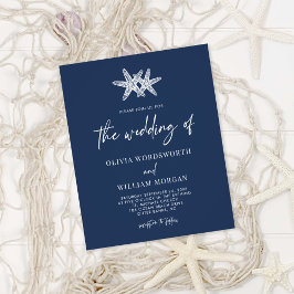 Budget Navy Blue Starfish Hochzeitseinladung Flyer