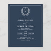 Budget Navy Blue Wappen Monogram Elegant Wedding (Vorderseite)