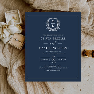 Budget Navy Blue Wappen Monogram Weditation Flyer