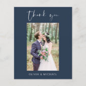 Budget Navy Blue Wedding Danke Foto (Vorderseite)