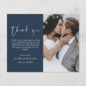 Budget Navy Blue Wedding Danke Foto (Vorderseite)