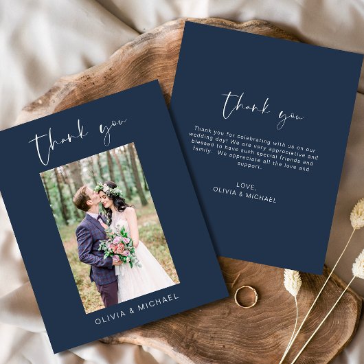 Budget Navy Blue Wedding Danke Foto Flyer